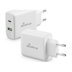 MediaRange 43W Fast Charging Adapter — USB-C & USB-A, White