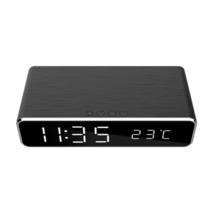 Gembird Digital Alarm Clock with Wireless Charging — Black