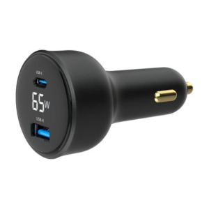 Gembird 2-Port USB Car Charger — 65W PD, LCD Display